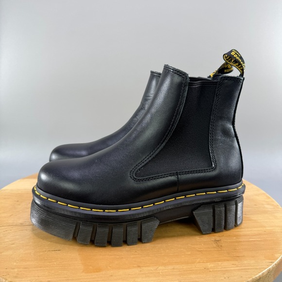 Dr Martens Audrick Chelsea Boots Womens Size 8 Black Leather Platform Shoes NEW - Picture 3 of 8